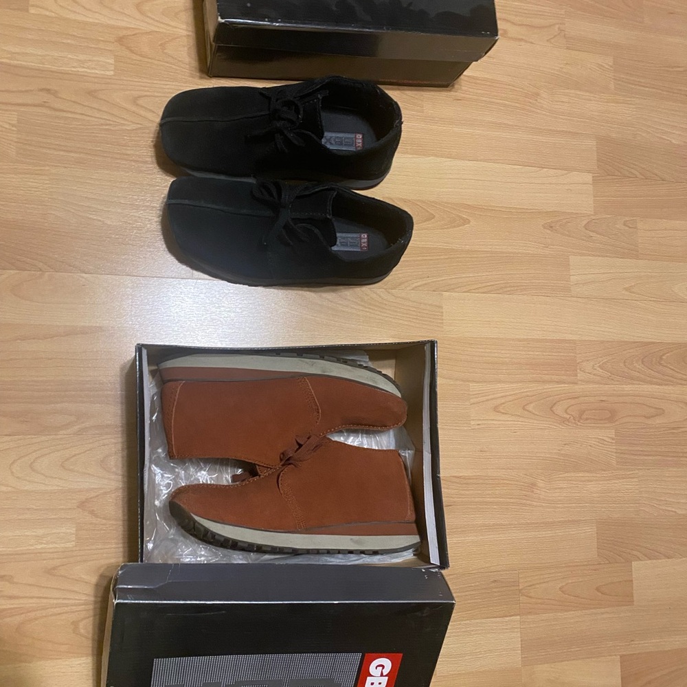 Both Pairs of Geox Black and Cinnamon Shoes for just $19